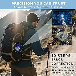 OZO Fitness Clip-on 3D Pedometer for Walking Steps Counter with Lanyard, Simple Exercise Tracker for Women and Seniors with Large Accurate Digital Display, Portable Minimalist Sports Monitor, Blue