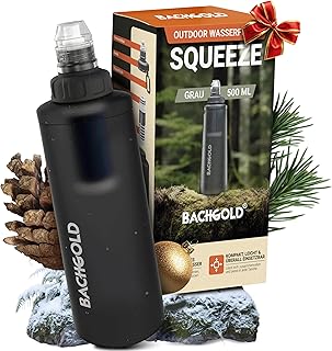 Bachgold® Squeeze Filtre a Eau – Ultraleger Purificateur d'eau (gris) avec 500 L Capacité | Élimine Bactéries, Virus & Microplastiques | pour Camping, Survie, Urgence, Bushcraft (Gris 500ml
