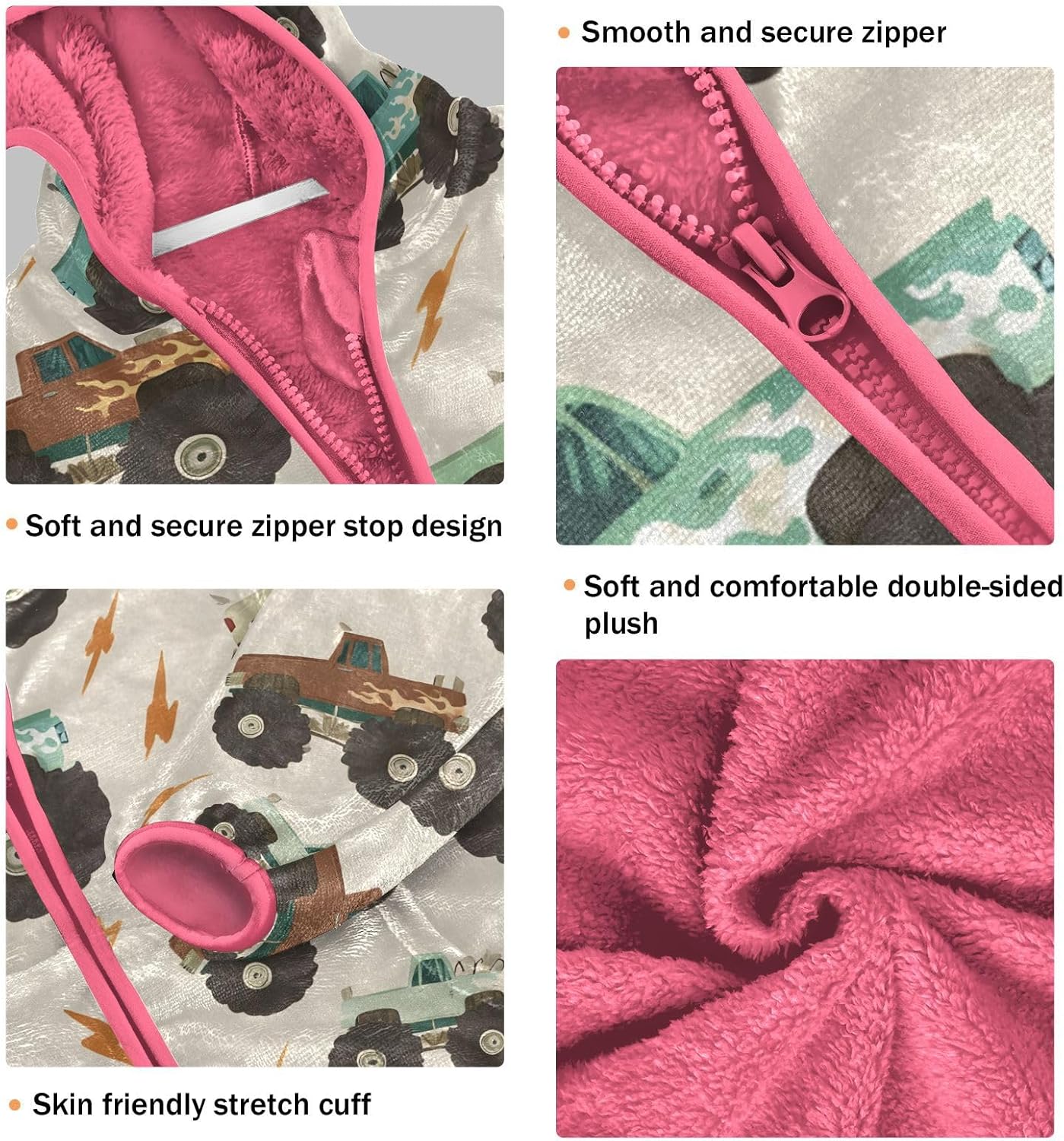 Girls Hoodie Outfit Lightning Truck Pattern Zipper Sweatshirt Coat Fleece Jacket for Kids 3-10T