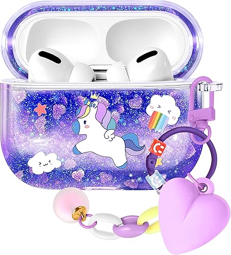 Miniatura 24 de Funda para Apple para Airpod Pro 2/1 - Funda Kawaii bonita estética femenina para niñas y mujeres, protector líquido con purpurina brillante, Rosado