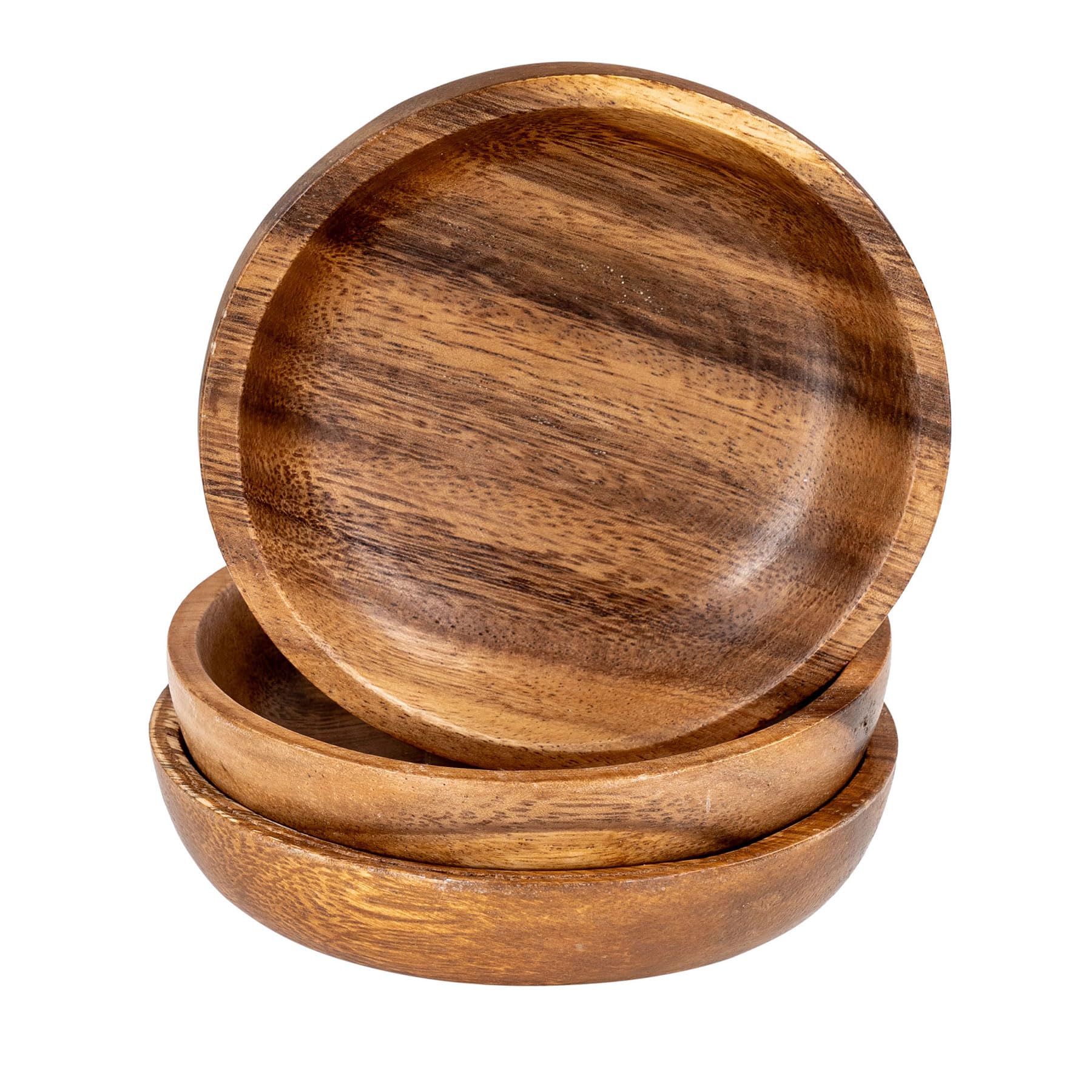 Cuencos para aperitivos de madera en juego de 3 platos de acacia levandeo para picoteo