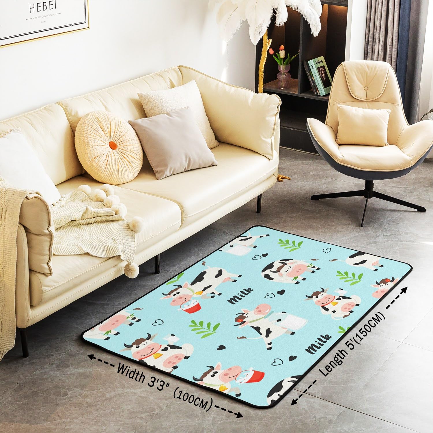 Tappeto per pavimento interno con escavatore, 150 x 200 cm, per veicoli da costruzione, tappeto per soggiorno, per bambini, ragazzi, ragazze, adolescenti, attrezzature, camion, decorazione della