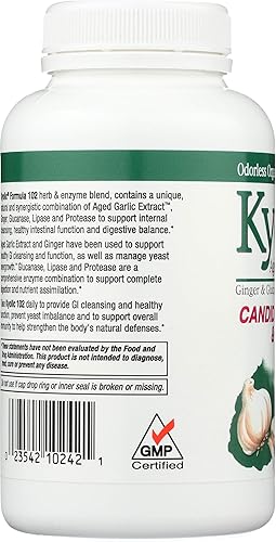 Miniatura 4 de Extracto de ajo envejecido, limpieza y digestión, fórmula 102, 200 cápsulas vegetales, Kyolic