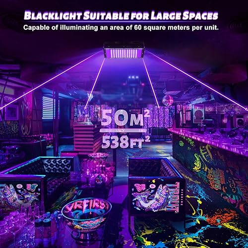 Miniatura 7 de Glostars Luz LED negra UV de 100 W, potente foco UV, IP66, lámpara UV de 395 nm para Navidad, fiesta de Halloween (2 paquetes)