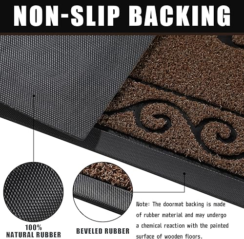 Miniatura 3 de Yimobra Felpudo de bienvenida al aire libre, para entrada exterior, antideslizante, resistente para entrada en el hogar, tapete trasero duradero