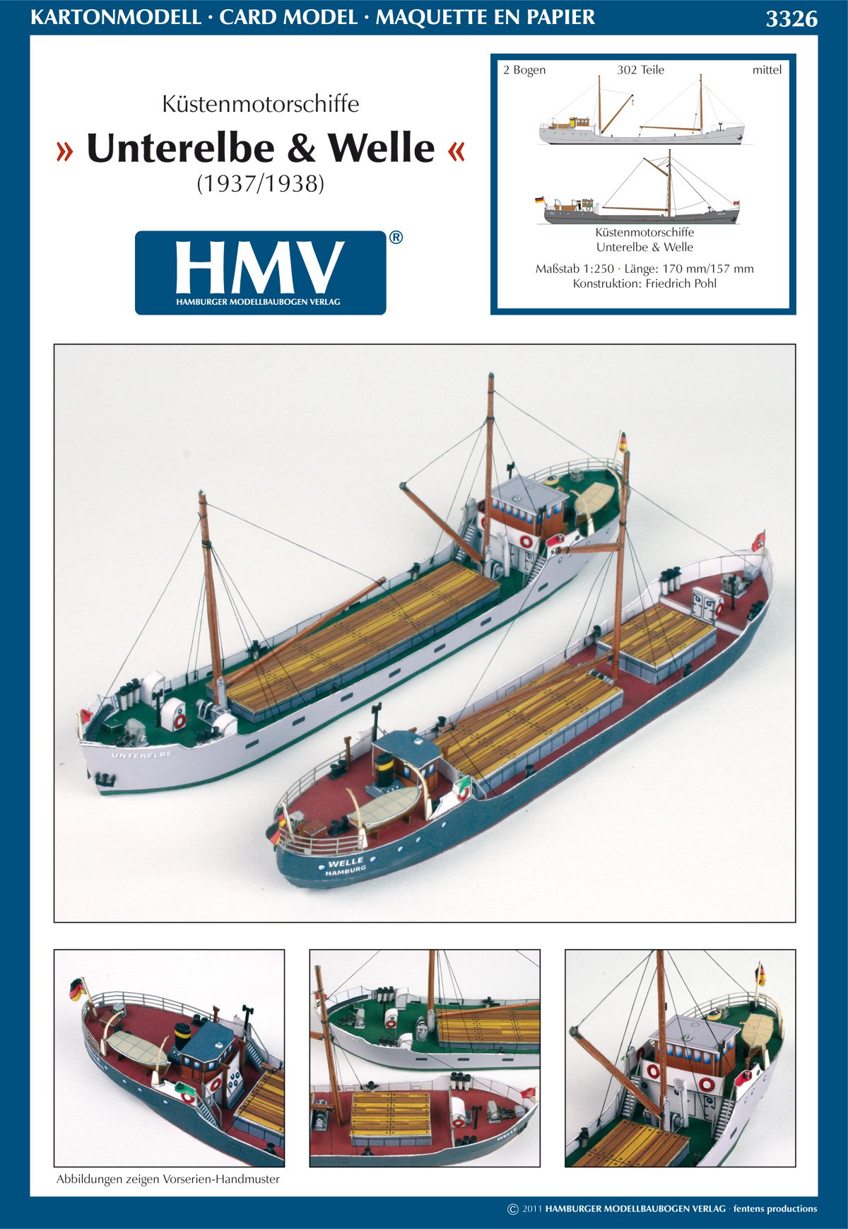 HMV 3326 Papermodel Coaster Unterelbe & Welle