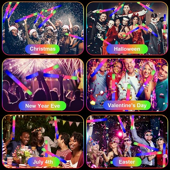118 PCS LED Foam Glow Sticks Bulk, Light Up Foam Sticks with 3 Modes Flashing, Glow in The Dark Party Supplies, Neon Party Favors Supplies for Wedding Birthday Raves Concert Festivals Sporting Events