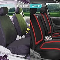 Vista 8 de FH Group FB032114 - Juego completo de fundas para asientos de coche con paño plano Funda de silicón para volante, color negro sólido, se adapta a