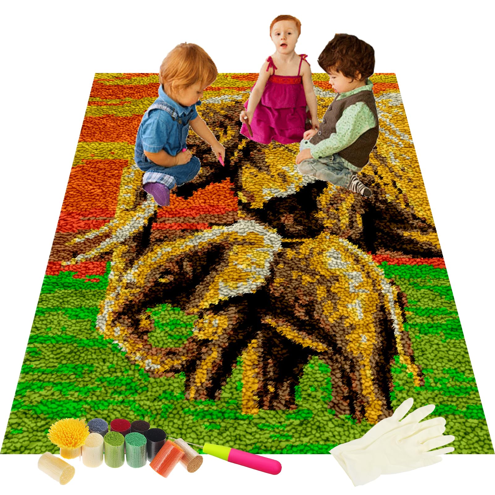 ShangGan 69×102cm Latch Hook Rug Kit, Latch Hook Kits for Adults, Tapestry Rug Making Kits for Adults Kids Beginners, Latch Hook Cushion Kit, DIY Crafts for Home and Party Decoration