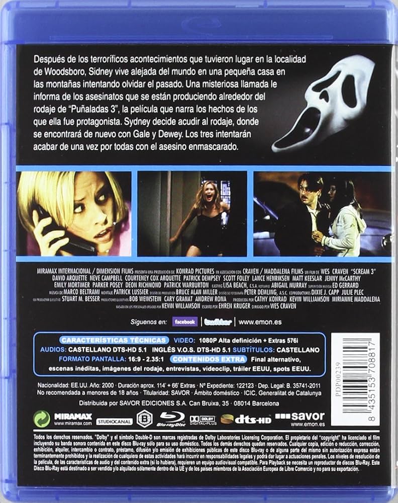 スクリーム DVD&ブルーレイ Amazon.co.jp | SCREAM 3 DVD・ブルーレイ