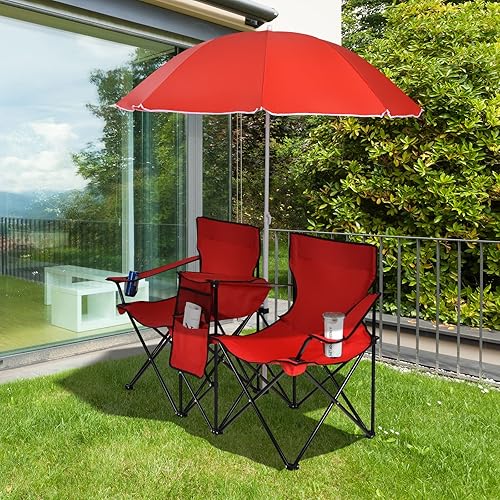 Miniatura 8 de ReunionG Sillas de camping plegables, 60 pulgadas de profundidad x 20.5 pulgadas de ancho x 35 pulgadas de alto, rojo