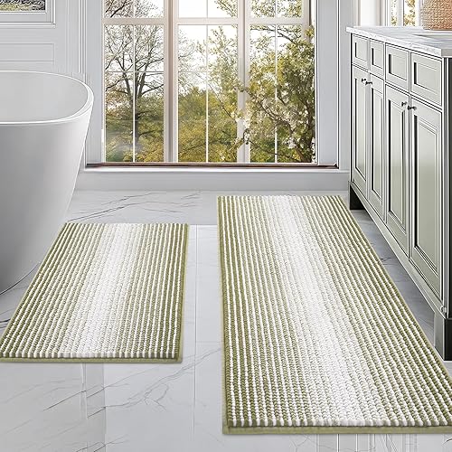 Miniatura 101 de BSICPRO Juego de alfombras y tapetes de baño, 2 piezas de felpilla gruesa y absorbente, antideslizantes, suaves y peludas para baño, lavables a