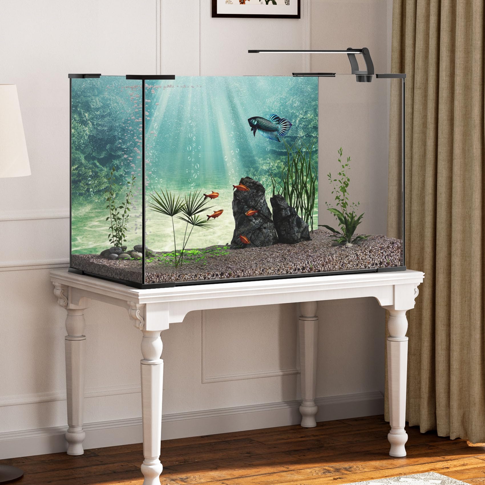 120x46cm Fond d'aquarium Plante Aquatique Bulle sous-Marine océan Plancher Aquarium Affiche Toile de Fond Vinyle Fond