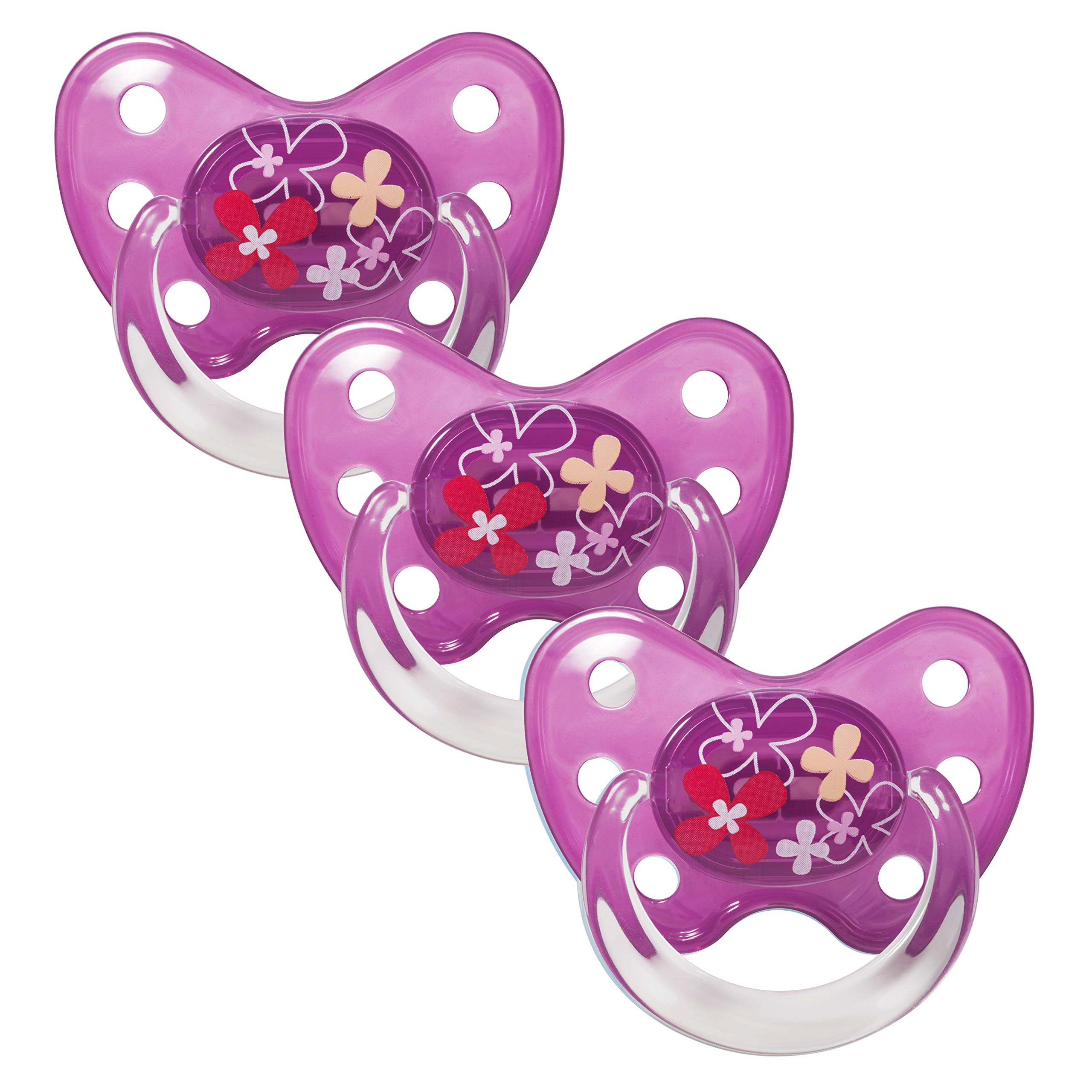 dentistar Latex Soother Set of 3, Size 2, 6-14 Months, Tooth and Jaw Friendly Silicone Soother with Dental Step