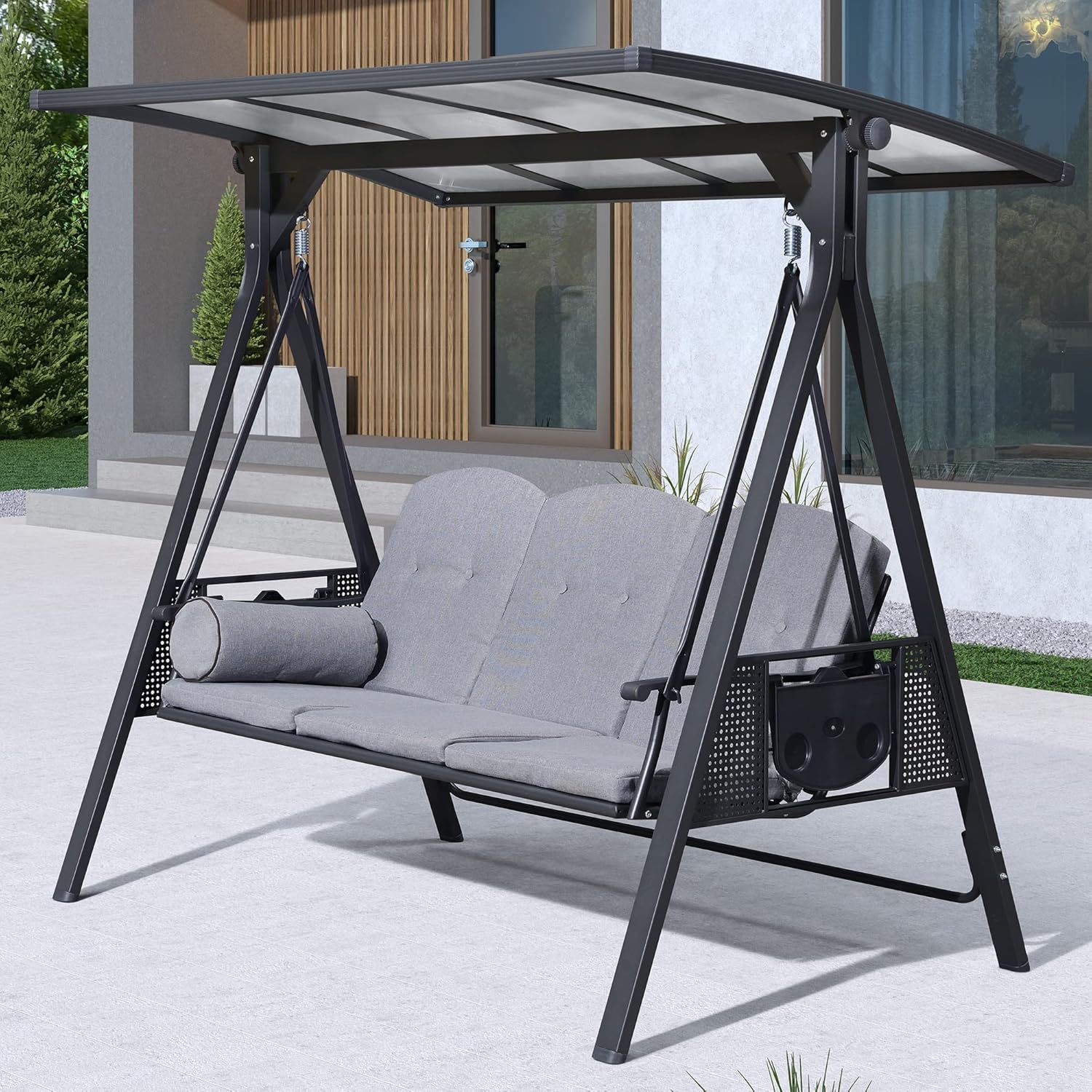 Amazon.com : PURPLE LEAF Outdoor Patio Porch Swing with Adjustable PVC ...