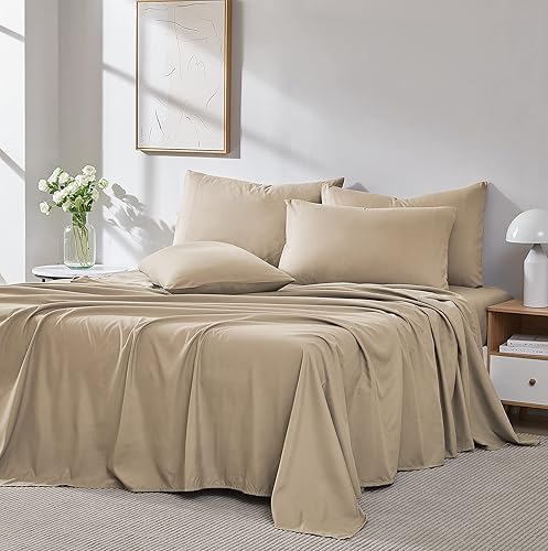 Miniatura 169 de Southshore Fine Living, Inc. Juego de sábanas de 6 piezas, sábanas de bolsillo profundo de 21 pulgadas, sábana bajera de bolsillo profundo, sábana