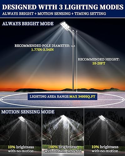 Miniatura 3 de Gefolly Luz solar de calle de 3500 W para exteriores, gran angular 320000LM 3000K4000K6500K luces de estacionamiento comercial del atardecer al