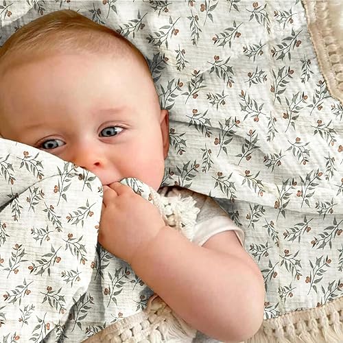 Vista 53 de insular Manta de muselina de algodón para bebé con borla, manta bohemia bohemia de muselina para envolver con flecos, manta de decoración