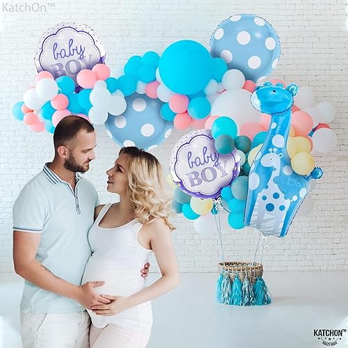 Miniatura 6 de KatchOn, Decoraciones de jirafa azul para baby shower, paquete de 5, globos de jirafa para baby shower para niño Globo It's a Boy Decoración azul