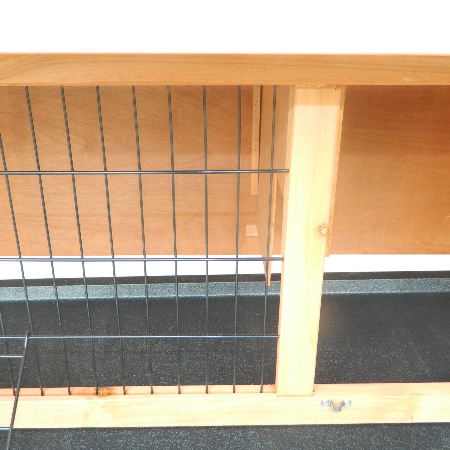 PawHut Conejera Madera de Exterior Jaula para Conejo 2 Niveles Bandeja Extraíble Estructura de Malla Metálica Puertas con Pestillos Resistente al Agua 136.4x50x93 cm