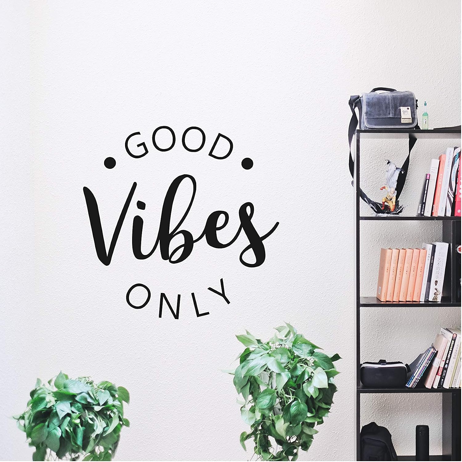 Good Vibes Only Wall Decal | Large Wall Sticker | Motivational Wall Quote for Home Decor | Uplifting Inspirational Vinyl Wall Art | Perfect for Living Room Nursery Office Window Glass or Walls(Black)