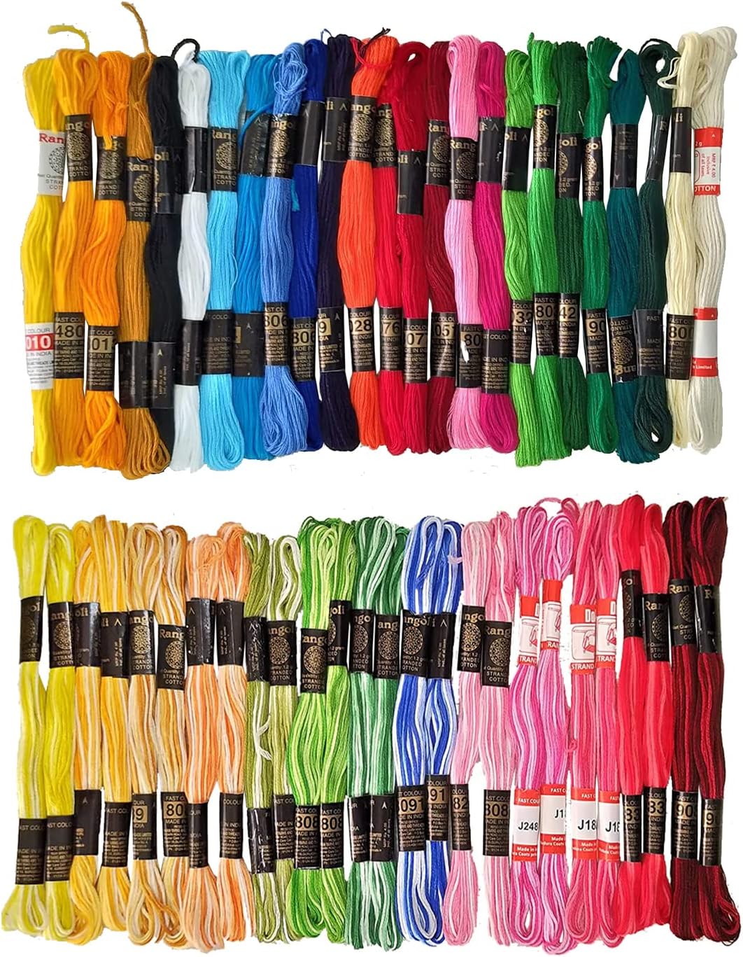 Arts Collection Cotton Hand Embroidered Thread Skeins for Craft Project (Multicolor with Double Shaded, Pack of 50)