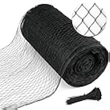 Bird Netting for Garden 7.5 x 100 FT Heavy Duty Black Garden Netting for Fruit Trees, Chicken Coop, Pond, Blueberry Bushes, Poultry & Deer Netting, HDPE Plant Protection Net Fence with Ties