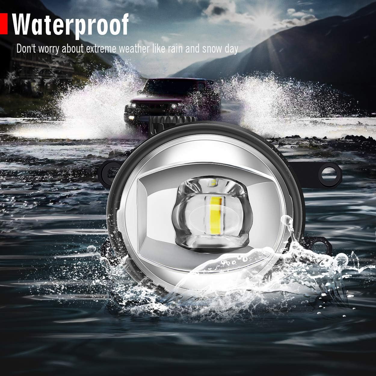 Updated LED Lens Fog Light Replacement for Toyota Camry RAV4 Highlander Corolla 4Runner Tacoma Tundra Sienna Lexus LX570 ES300h ES350 RX350 RX450h, Driver and Passanger Driving Fog Lamp
