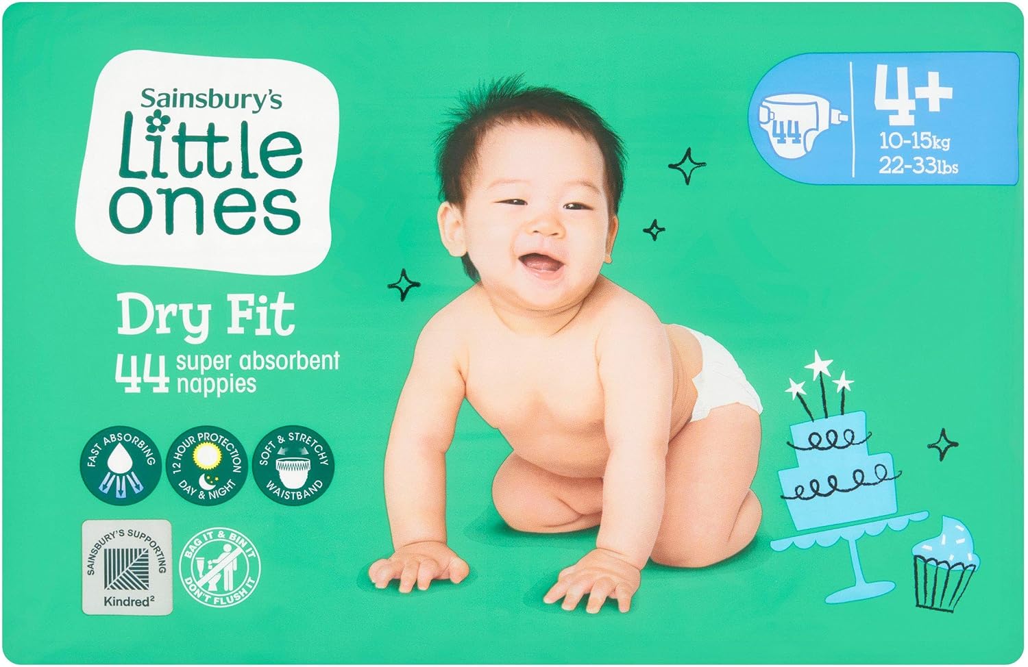 2X Little Ones Size 4+ Nappies Dry Fit 44 Pack