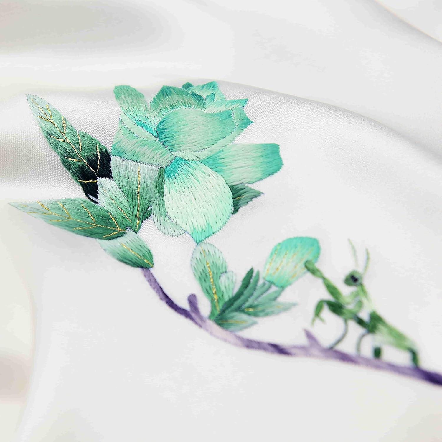 Luxurious Handcrafted Silk Scarf, 16 Momme Embroidery, 160x35cm, Elegant Women’s Fashion Accessory(69)