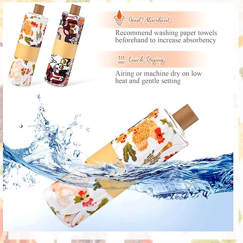 Miniatura 6 de 50 toallas de papel reutilizables sin papel, paños de algodón reutilizables, absorbentes, lavables, con rollo, paños de cocina sin papel para