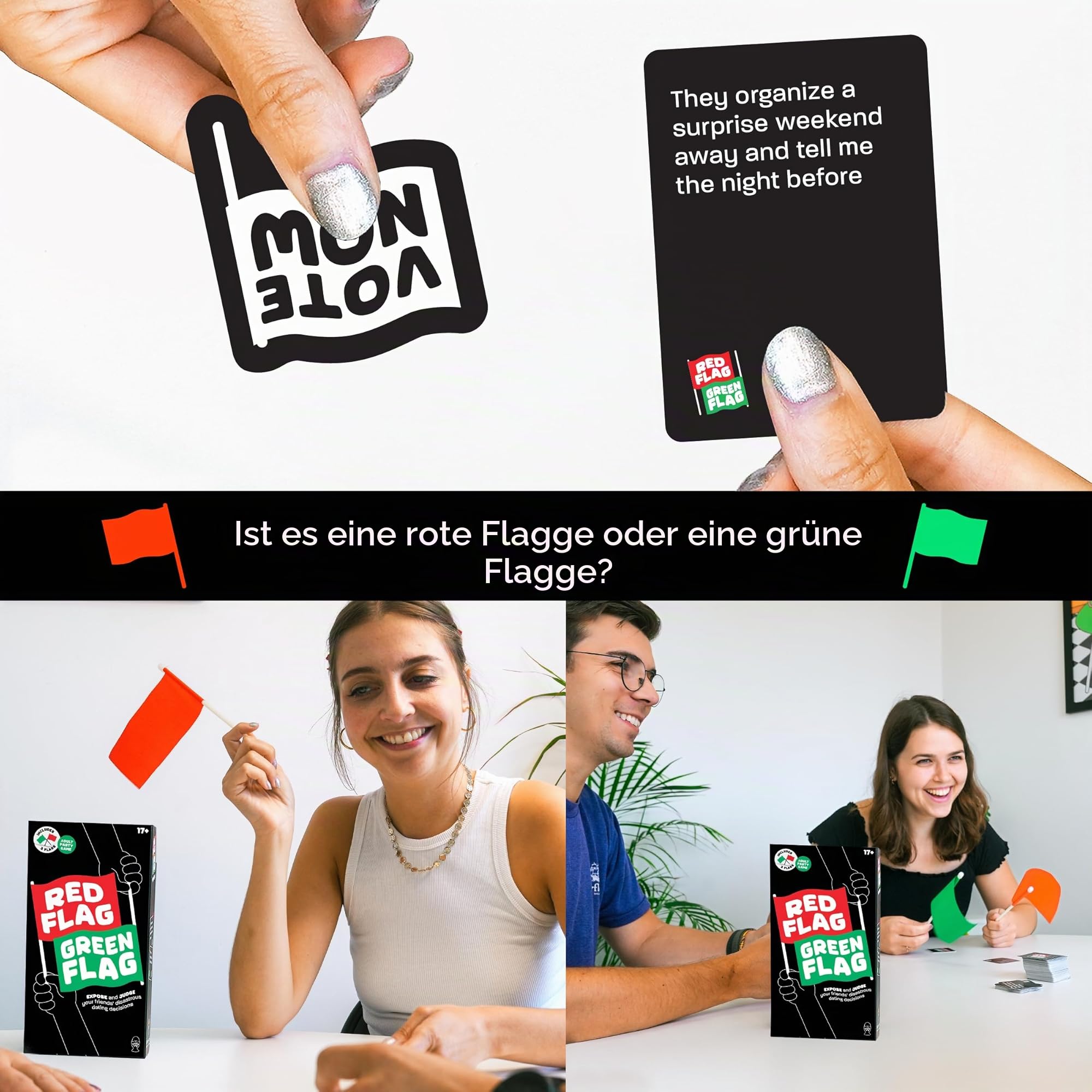 Lucky Egg - Lustiges Partyspiel mit roter und grüner Flagge - Dating-Entscheidungen der Freunde des Richters - 230 Verschiedene Fragen - Gesellschaftsspiel für Erwachsene