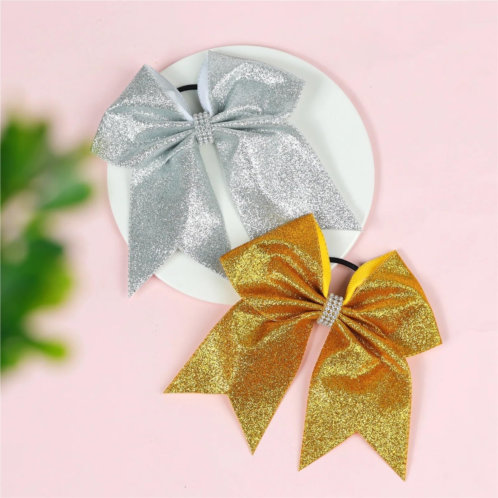 6 Pezzi 7 Pollici Ragazze Grande Cheerleading Glitter Fiocco for Capelli Elastico Fasce for Capelli Coda di Cavallo Fermaglio for Capelli Donne Accessori for Capelli per Donna Ragazze