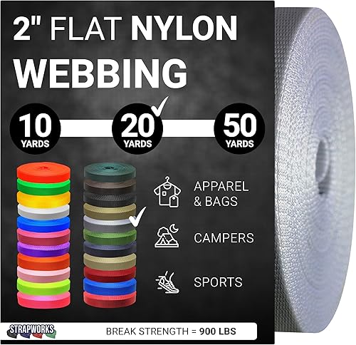 Vista 38 de Strapworks - Correa de nailon resistente de 2 pulgadas para cinturón, mochila, correa, collar, correa de perro, sujeción y más, 9, 18 o 45.7 metros
