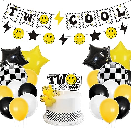 Dos geniales decoraciones de fiesta de cumpleaños, dos geniales carteles de segundo cumpleaños, decoración de pastel para niños de dos años, color