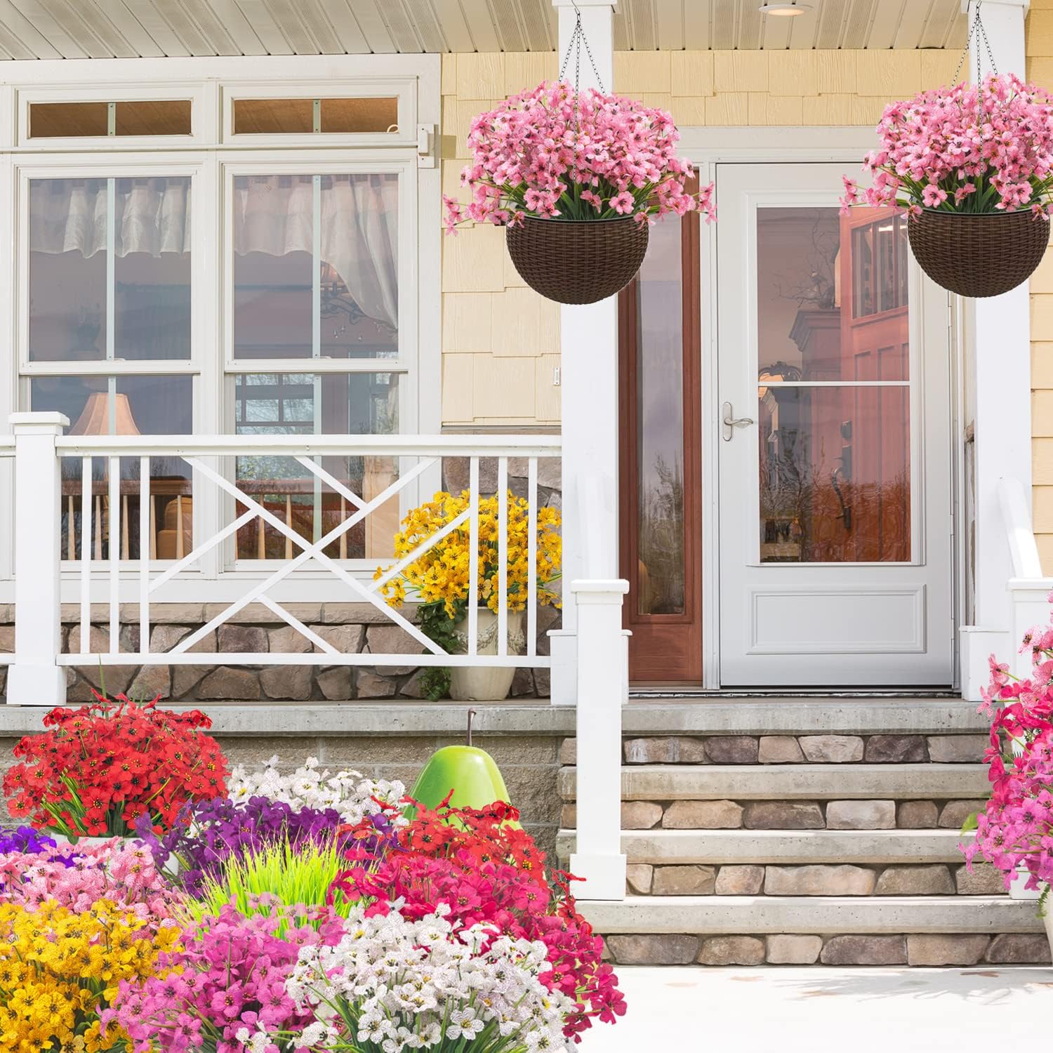 20 Bundles Artificial Flowers, Outdoor Indoor UV Resistant Fake Flowers No Fade Faux Plastic Plants Garden Porch Window Box Decoration - Image 6