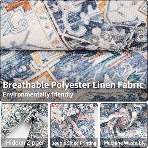 Miniatura 4 de Juego de 2 fundas de almohada bohemias de 12 x 20 pulgadas, color rojo Mónaco con patrón bohemio de doble cara, fundas de almohada de lino para