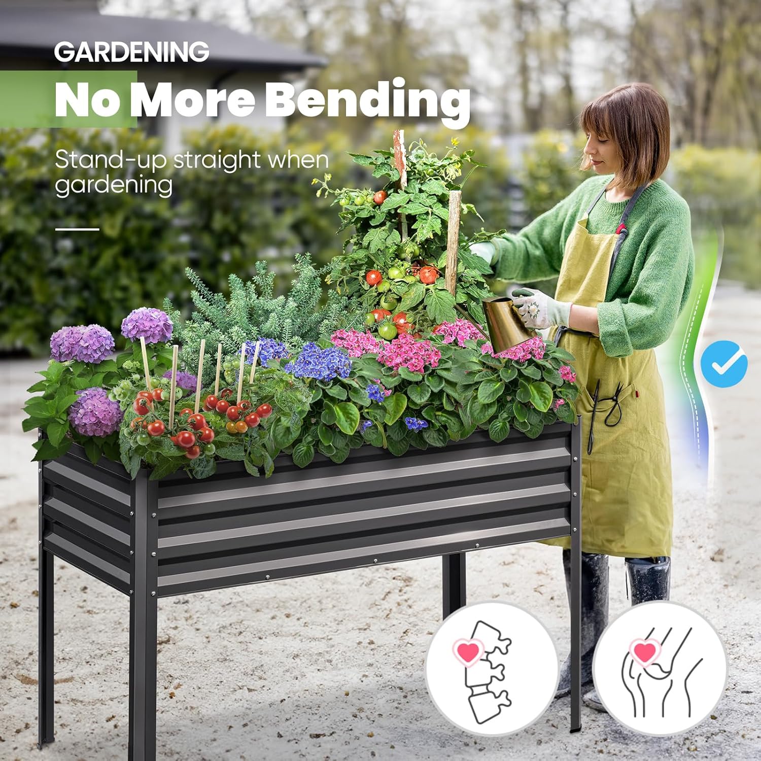 KING BIRD Raised Garden Bed with Legs Bundle with Raised Bed with Cover