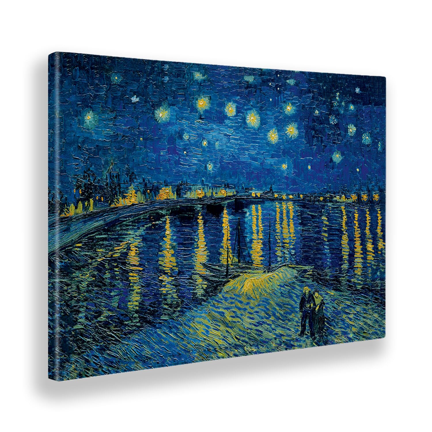 Giallobus - Quadro - Vincent Van Gogh - Notte stellata sul Rodano - Tela Canvas Telaio Standard - 100x70 - Pronto da appendere - Quadri moderni per la casa