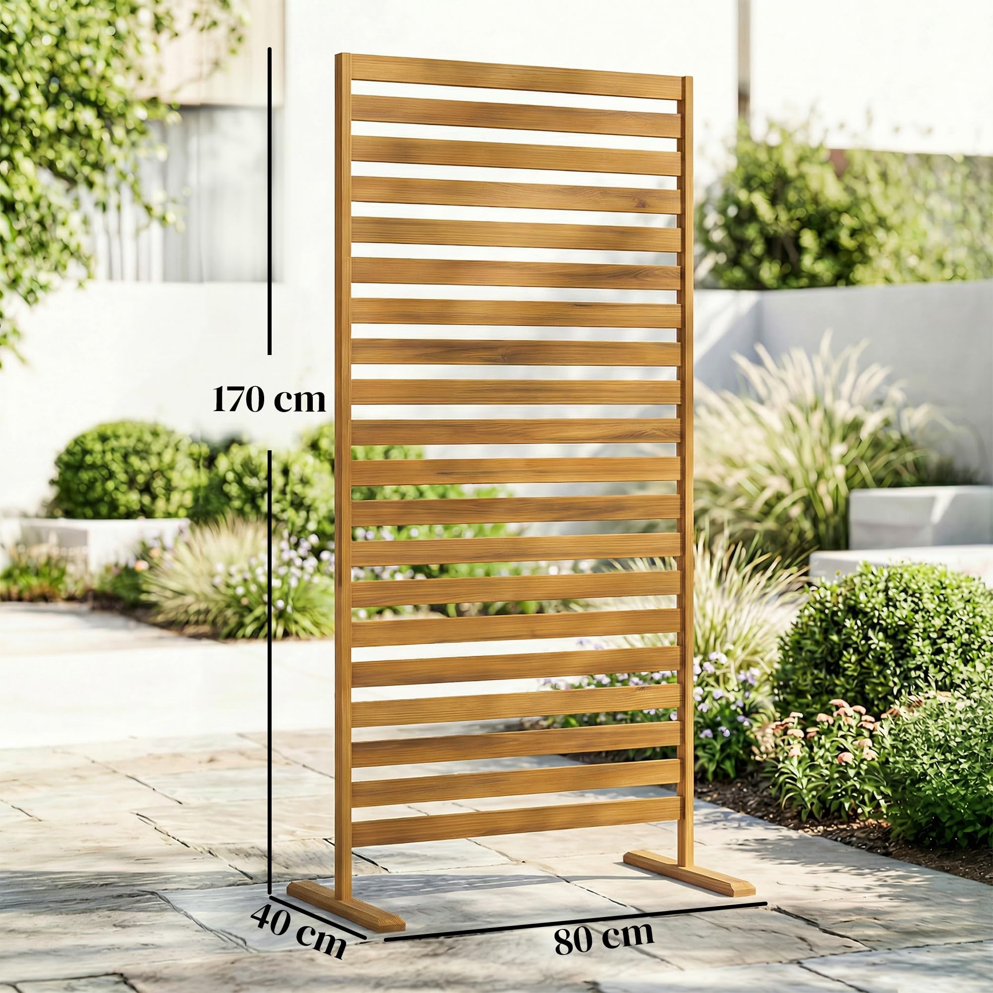 Outsunny Brise-Vue Bois à Lamelles Extérieur Autoportant 170cm Marron