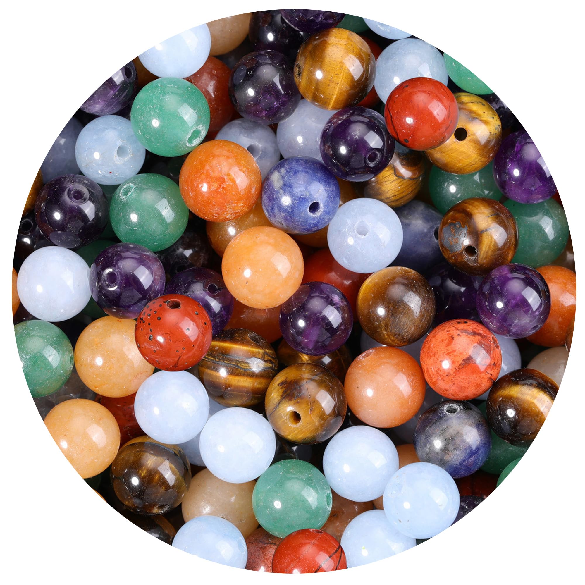 CrystalTears 8mm Chakra Crystal Stone Beads for Jewellery Making 100pcs Colorful Round 7 Chakra Loose Gemstone Beaded for DIY Bracelet Necklace Earrings Crafting Gifts for Women Girls