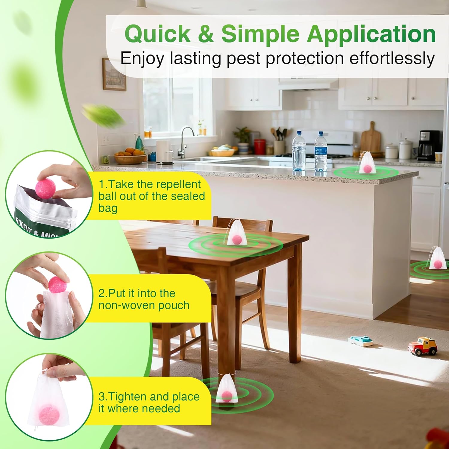 36 Pack Mouse Rodent Repellent Balls, Natural Peppermint Oil Mice, Rat & Squirrel Deterrent, Long Lasting Pest Control for Garage, Basement, Indoor & Outdoor Use, Safe for Family & Pets