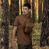 Vista 10 de Binocular Arnés Pecho Pack con Telémetro Bolsa Bino Caso para Caza Senderismo Tiro, Marrón Coyote, Caza