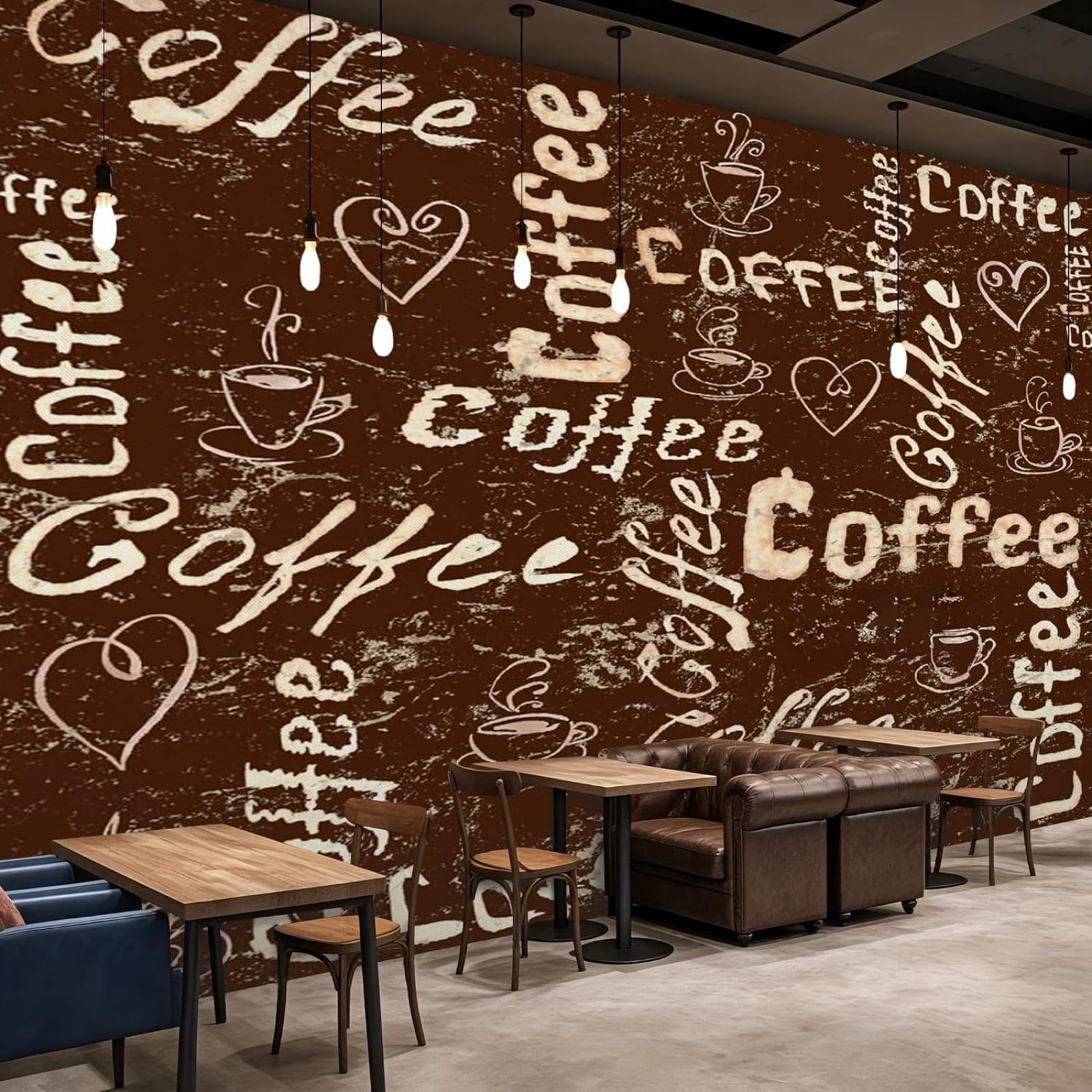 kfjhgbdshhj Photo Wallpaper Coffee Style Lettering Vintage Look House Non-Woven Modern Living Room Bedroom Kitchen Wall Decoration Motif,430cmx300cm Stickers - Frameless Painting - Poster