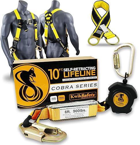 Miniatura 1 de KwikSafety - 10' Cobra Web Auto-Retractor Lifeline [KIT] Clase 1 Cordón de seguridad retráctil SRL ANSI OSHA Fall Gear