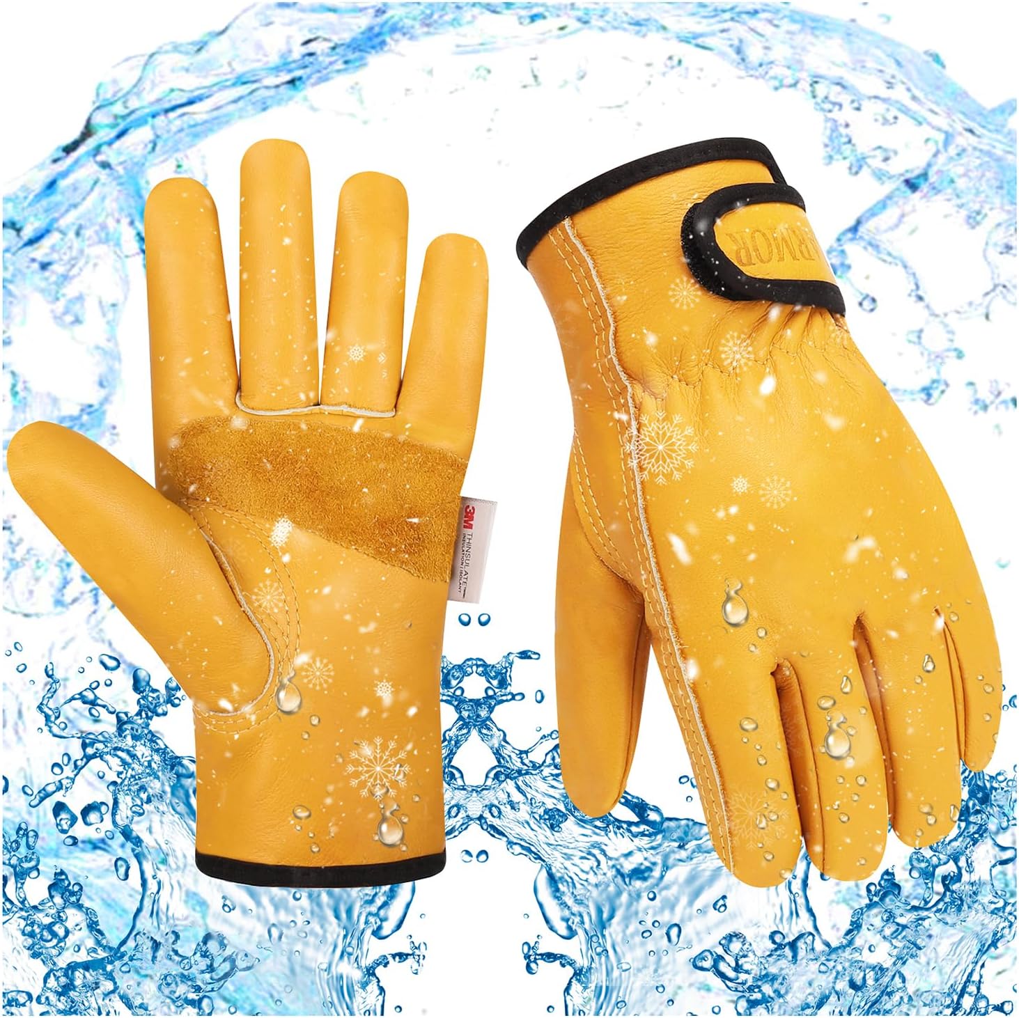 Winter Work Gloves for Men and Women,Leather Winter Work Gloves with Thermal Lining,Winter Warm Work Gloves,Thermal Work Gloves for Road Cleaning, Snow Shoveling, Construction, Wood Wutting, Ranching