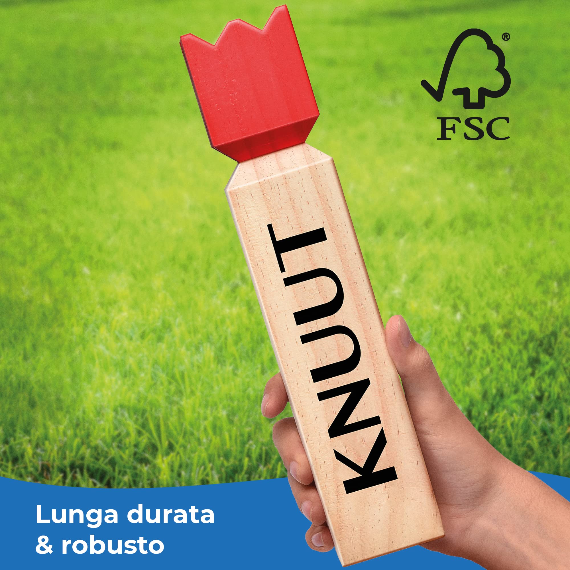 Toyfel KUBB Gioco degli Scacchi Vichingi Knuut - Scacchi svedesi Legno Naturale Certificato - Gioco di società all'aperto Adulti/Bambini - Gioco di Lancio Vichingo