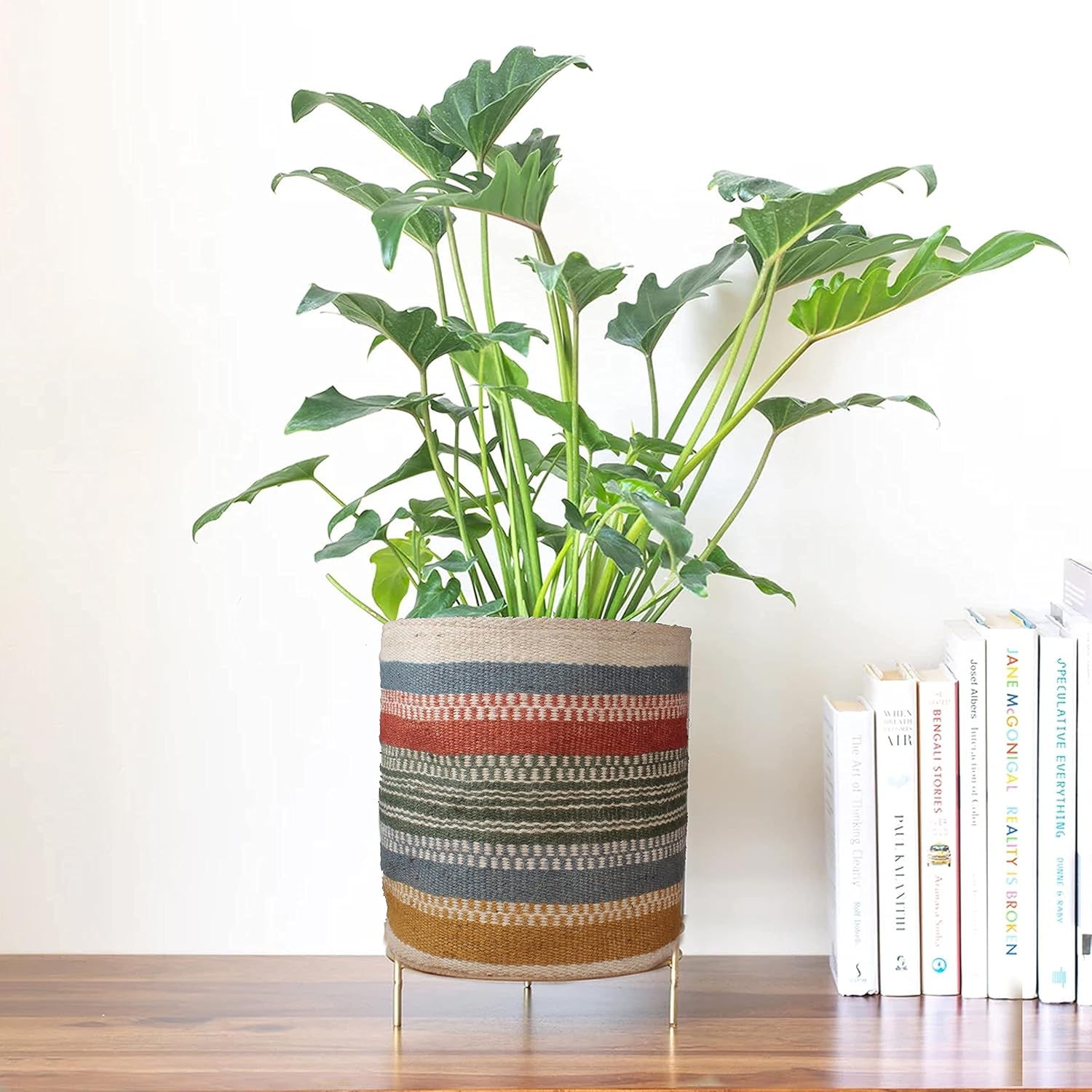 Planter Basket Modern Woven Basket for 10" Flower Pot Floor Indoor Planters, 12” x 12” Storage Organizer Basket Rustic Home Decor, Boho Chic Storage Earth-Friendly Cotton ECO-Twist Planter