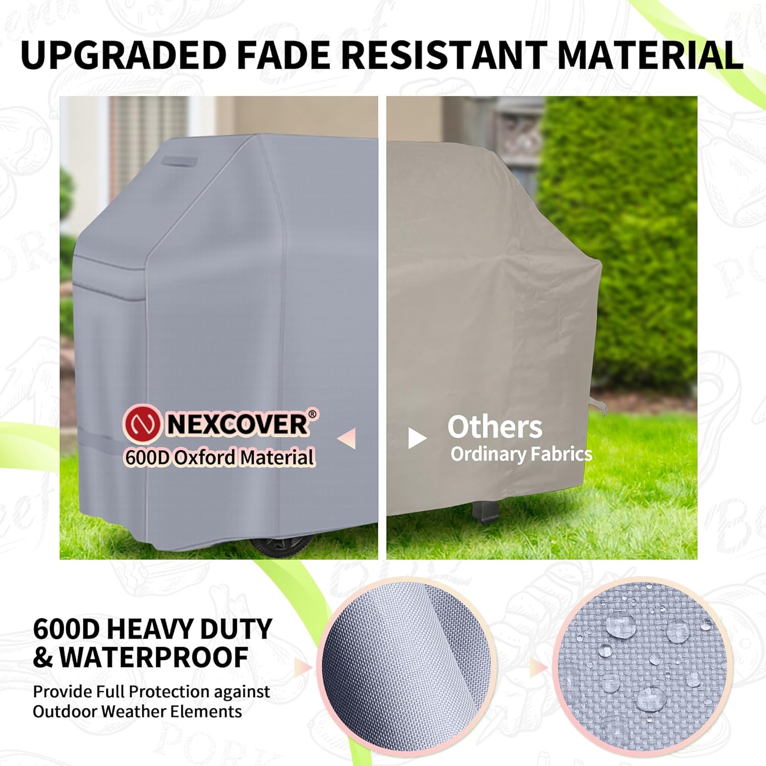 NEXCOVER Barbecue Gas Grill Cover - 50 Inch Waterproof BBQ Cover, Outdoor Heavy Duty Grill Cover, Fade & Weather Resistant Upgraded Material, Barbecue Cover for Weber, Brinkmann, Char Broil, Holland. - Image 5