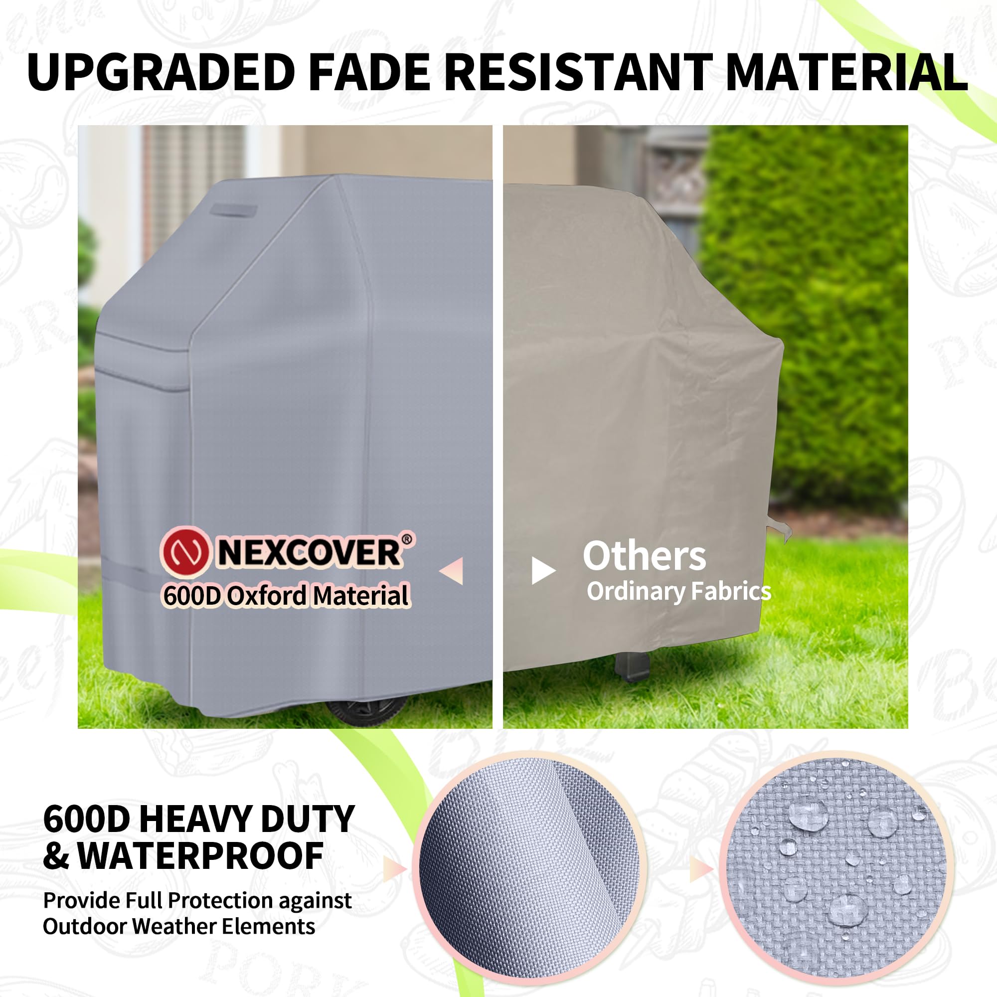 NEXCOVER Pokrowiec na grilla gazowego – 140 cm wodoodporny, odporny na blaknięcie i warunki atmosferyczne, ulepszony materiał, pokrowiec na grilla do Weber, Brinkmann, Char Broil i innych